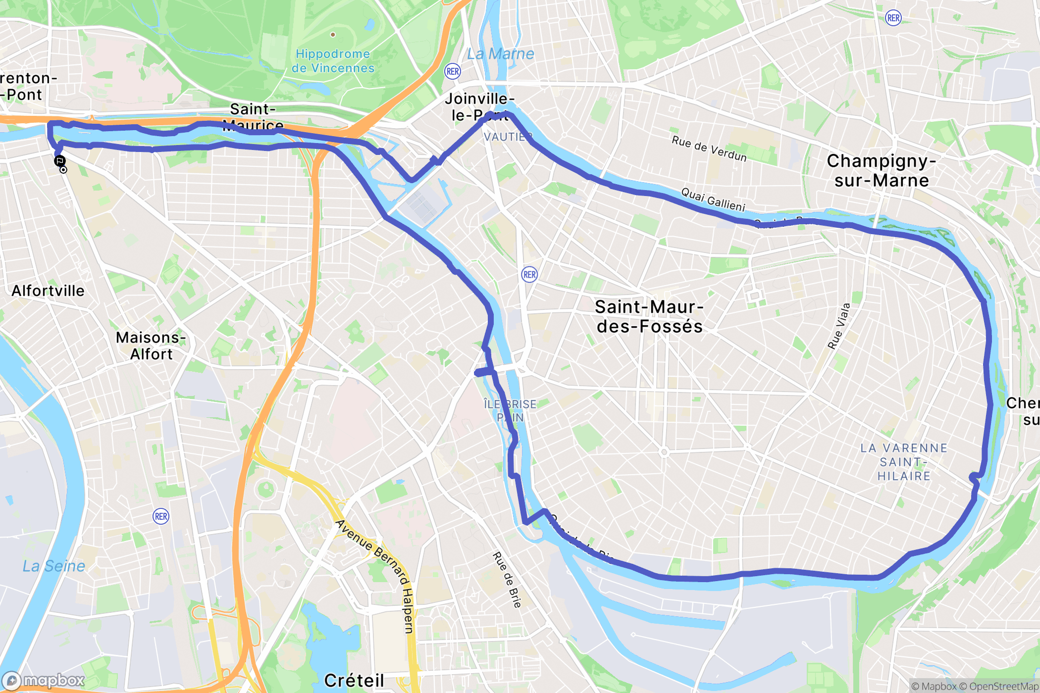 Maisons-Alfort : carte du parcours de randonnée - France