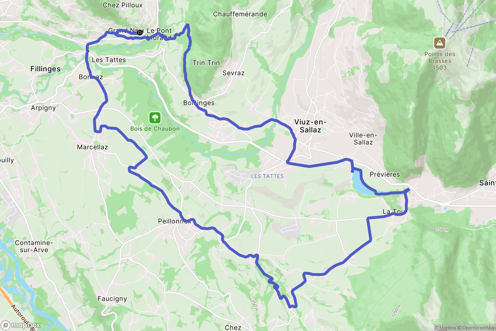 Fillinges : carte du parcours de randonnée - France