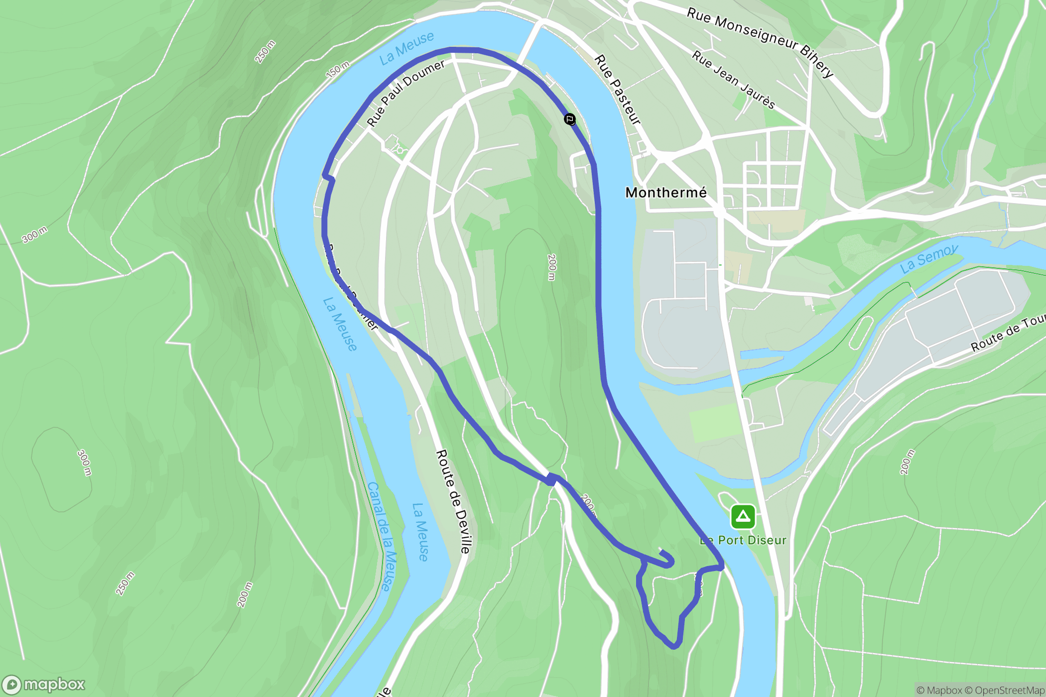 Monthermé : carte du parcours de randonnée - France