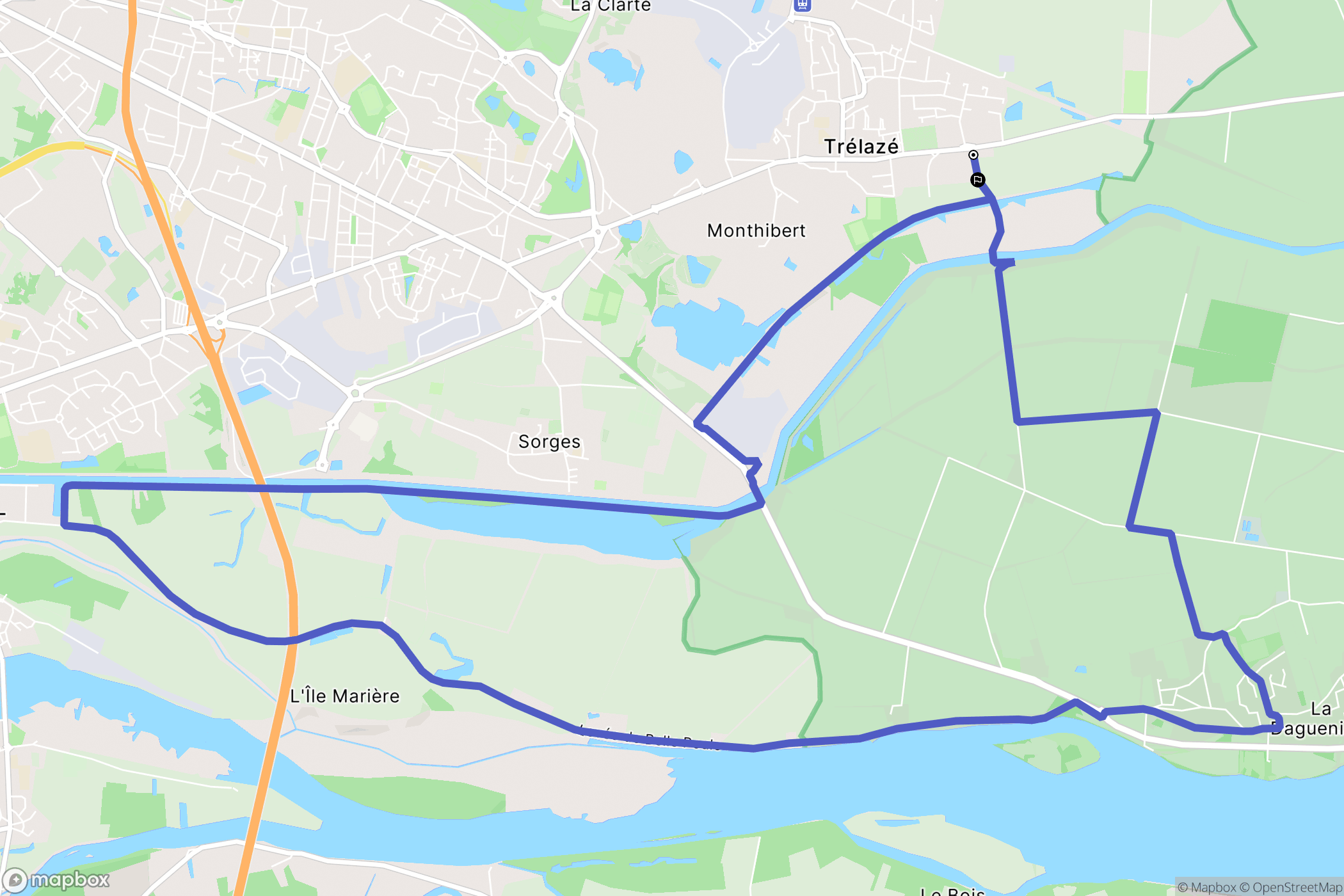 Trélazé : carte du parcours de randonnée - France