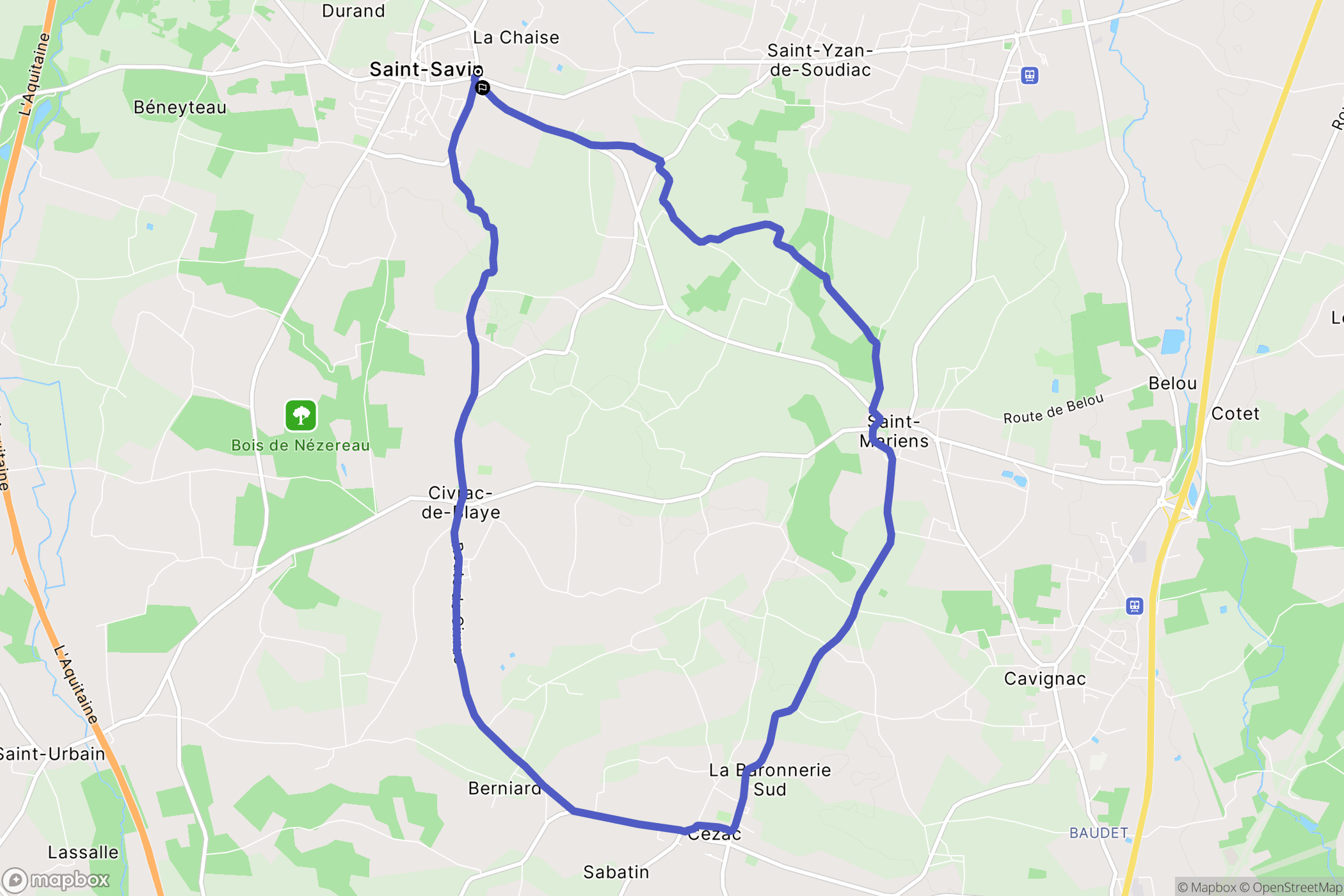 Saint-Savin : carte du parcours de randonnée - France