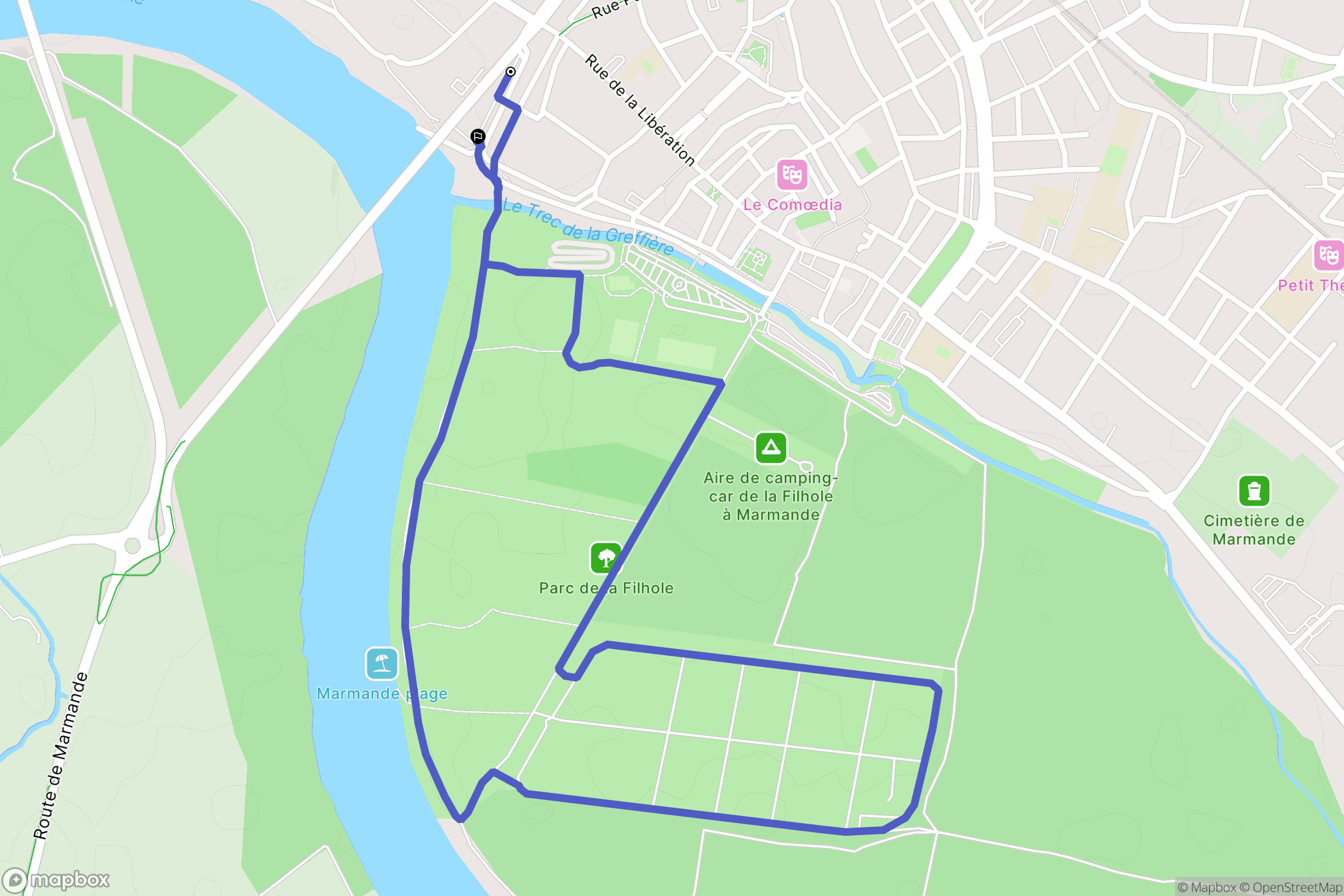 Marmande : carte du parcours de randonnée - France