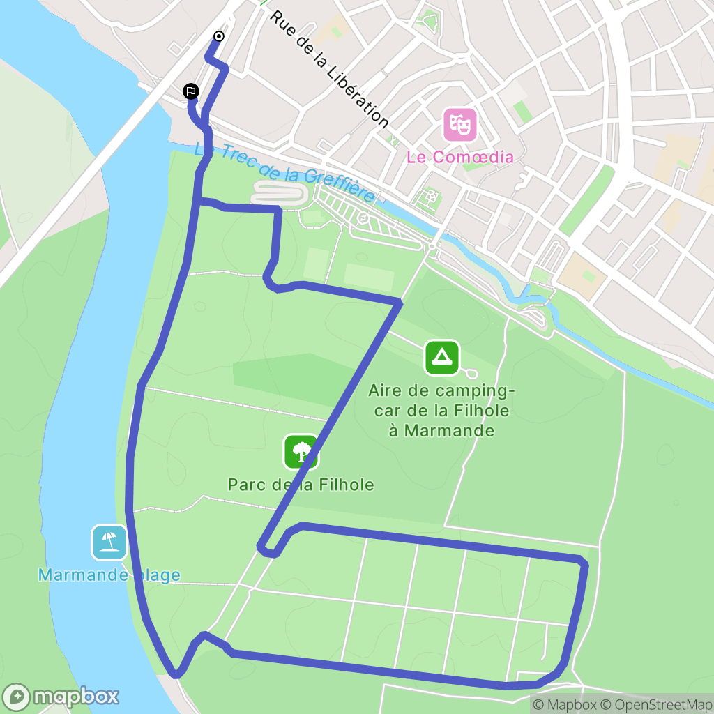 Marmande : carte du parcours de randonnée - France