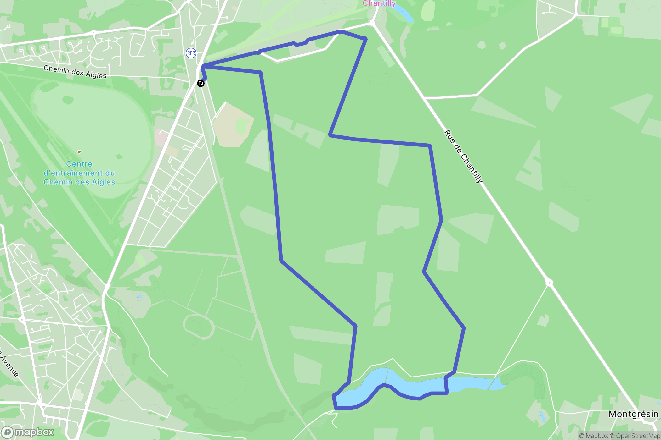 Chantilly : carte du parcours de randonnée - France
