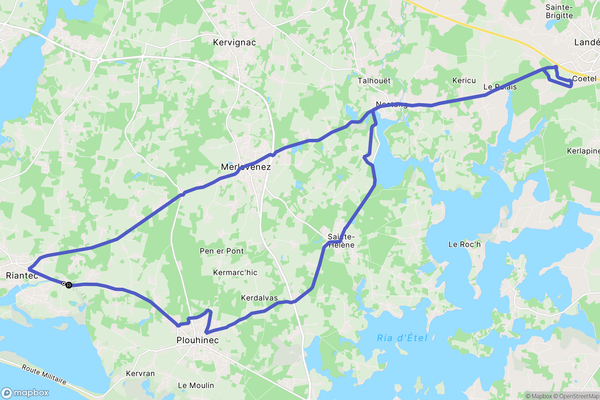 Riantec : carte du parcours de randonnée - France