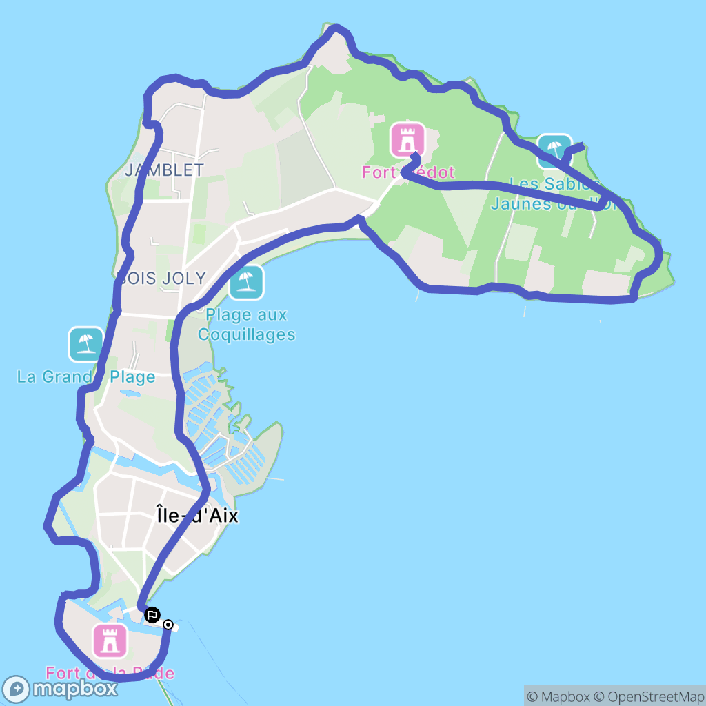 Île-d'Aix : carte du parcours de randonnée - France