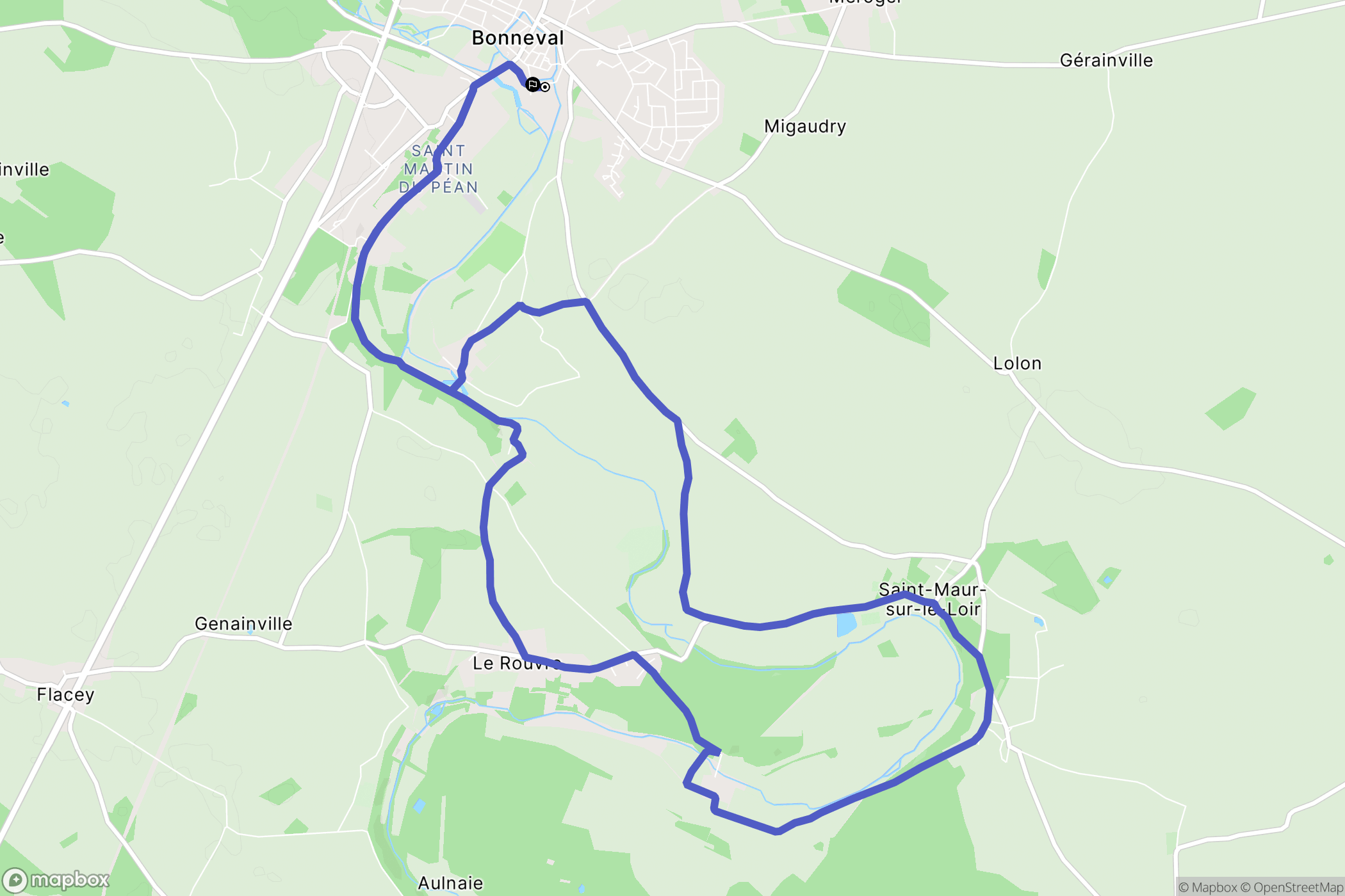Bonneval : carte du parcours de randonnée - France
