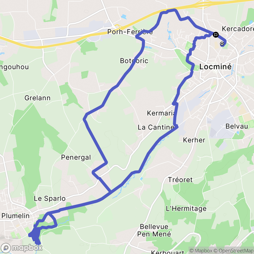 Locminé : carte du parcours de randonnée - France