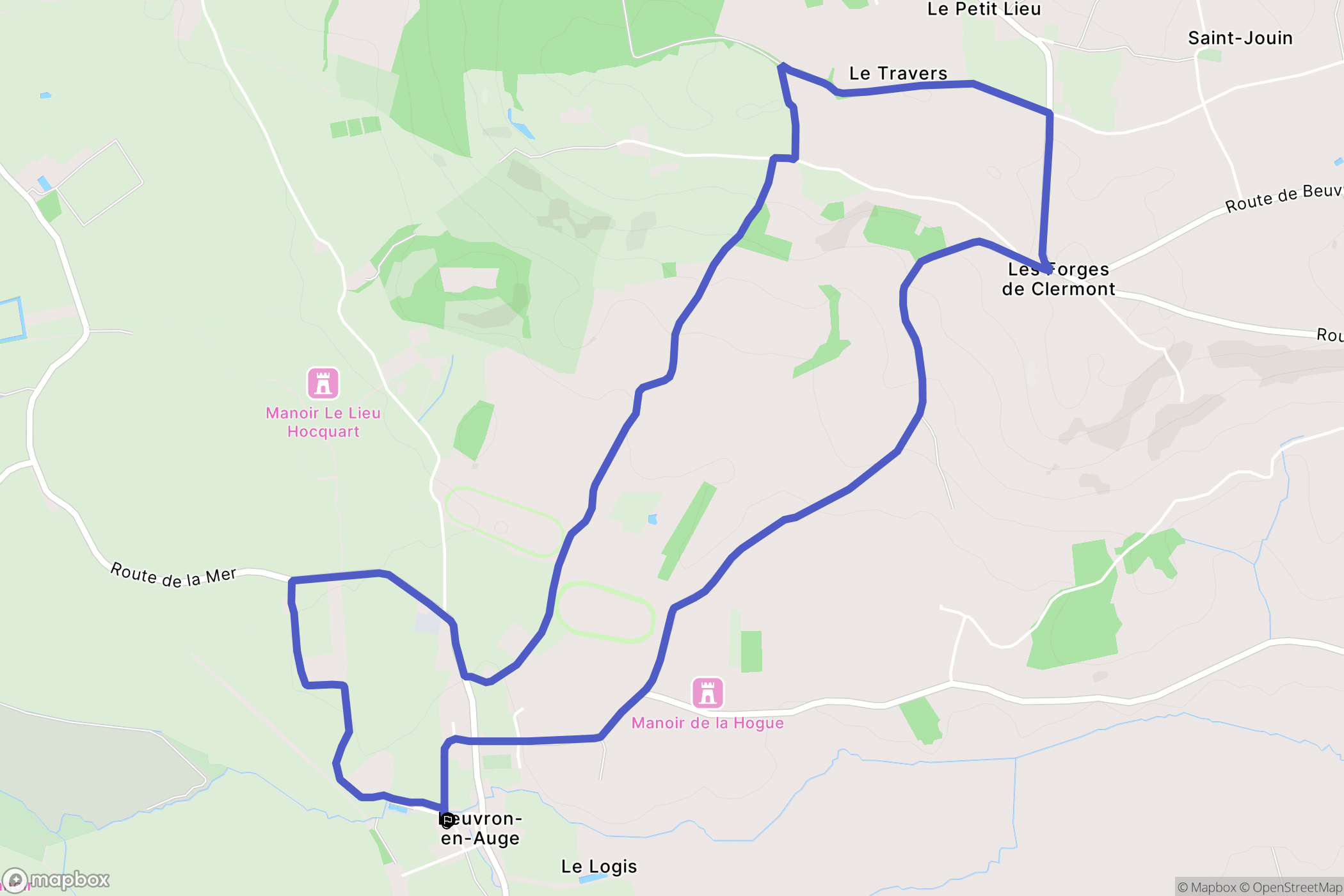 Beuvron-en-Auge : carte du parcours de randonnée - France