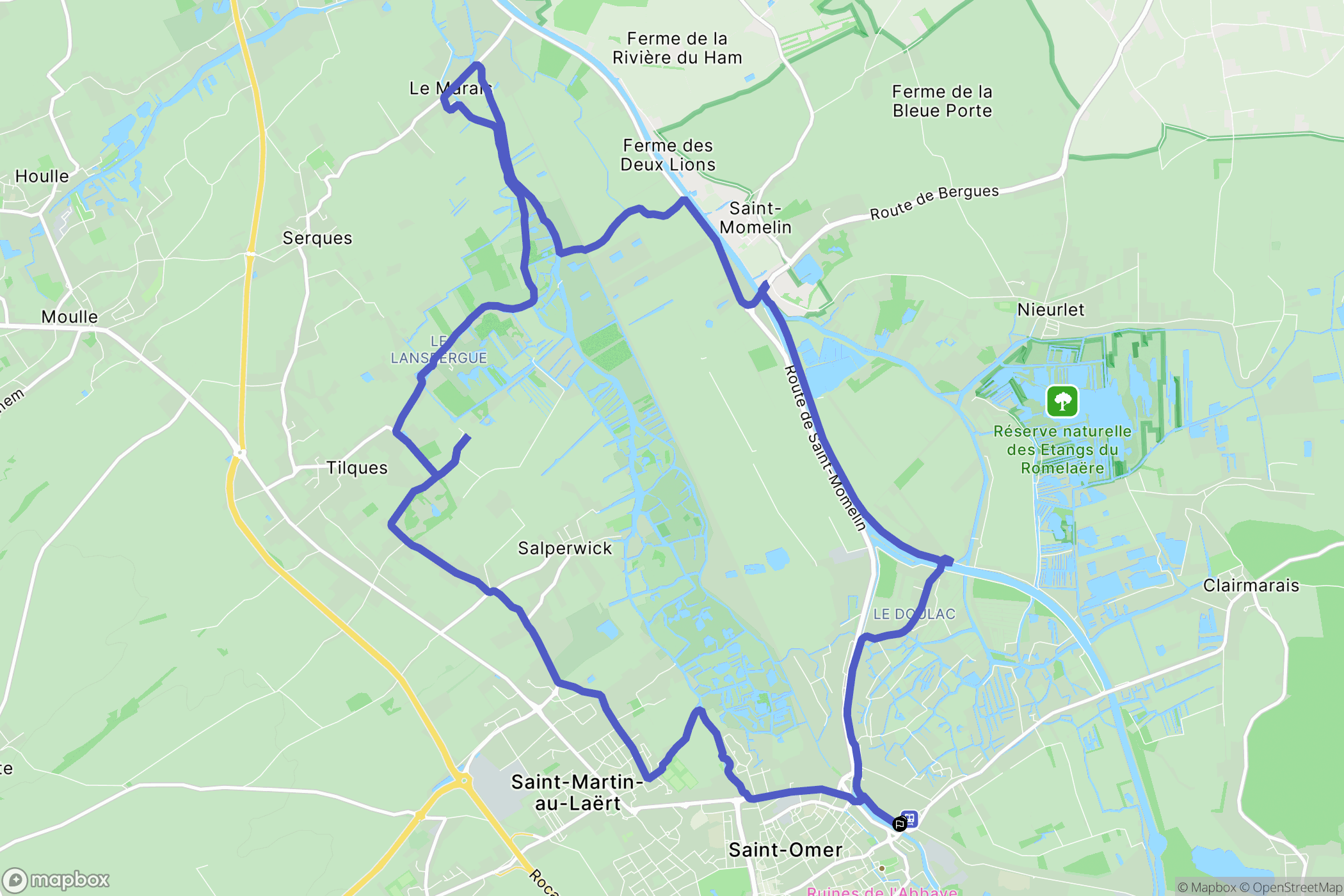 Saint-Omer : carte du parcours de randonnée - France