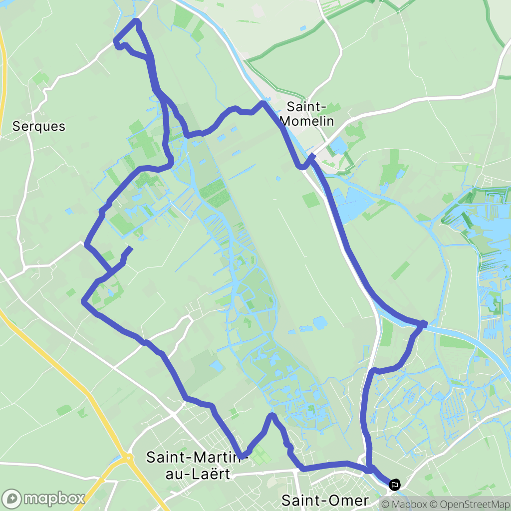Saint-Omer : carte du parcours de randonnée - France