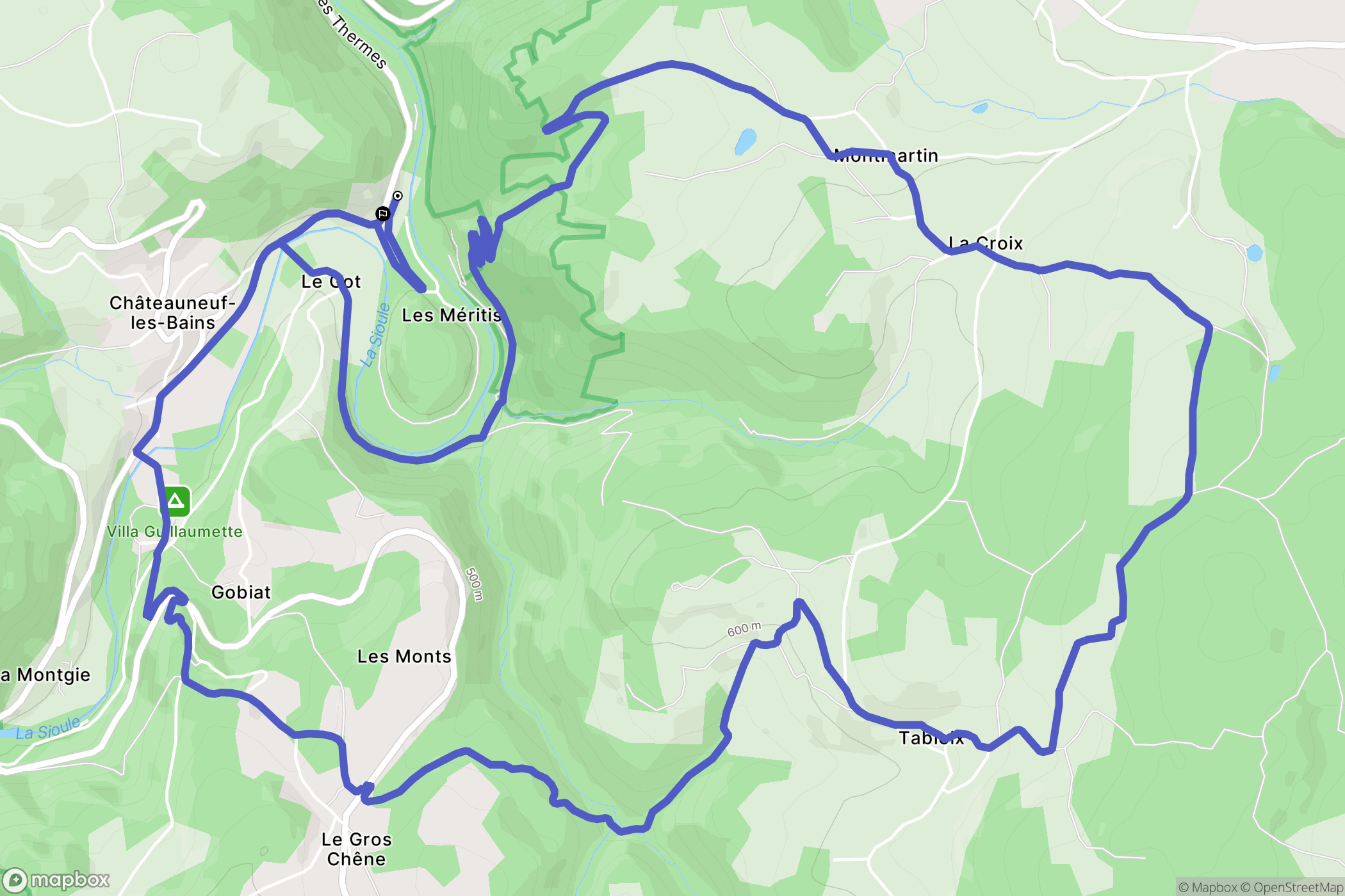 Châteauneuf-les-Bains : carte du parcours de randonnée - France
