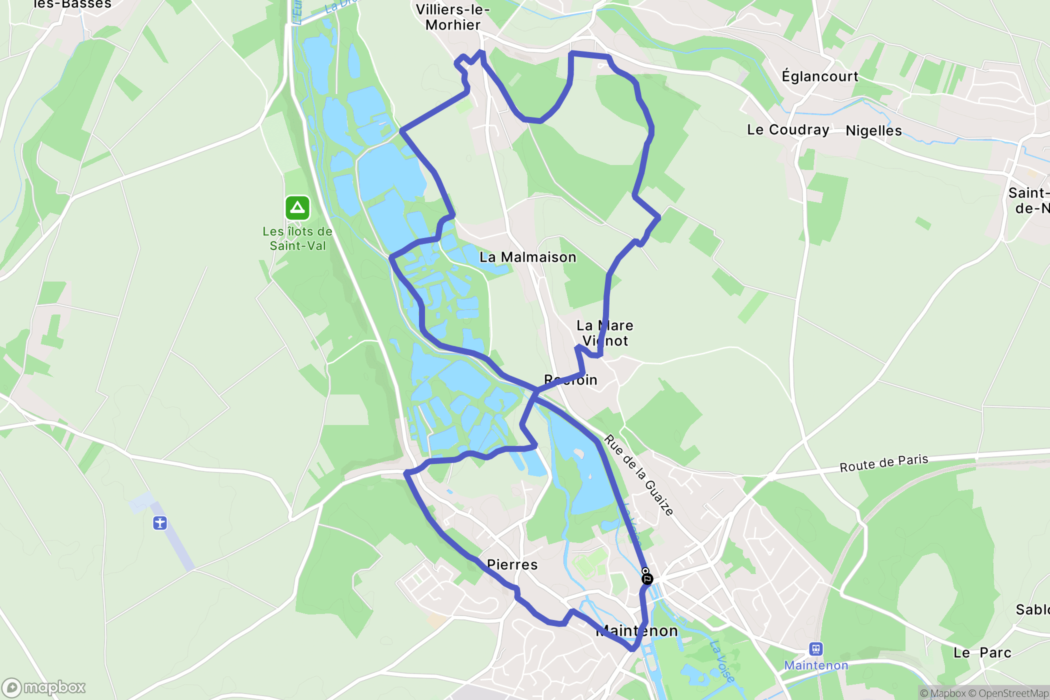 Maintenon : carte du parcours de randonnée - France