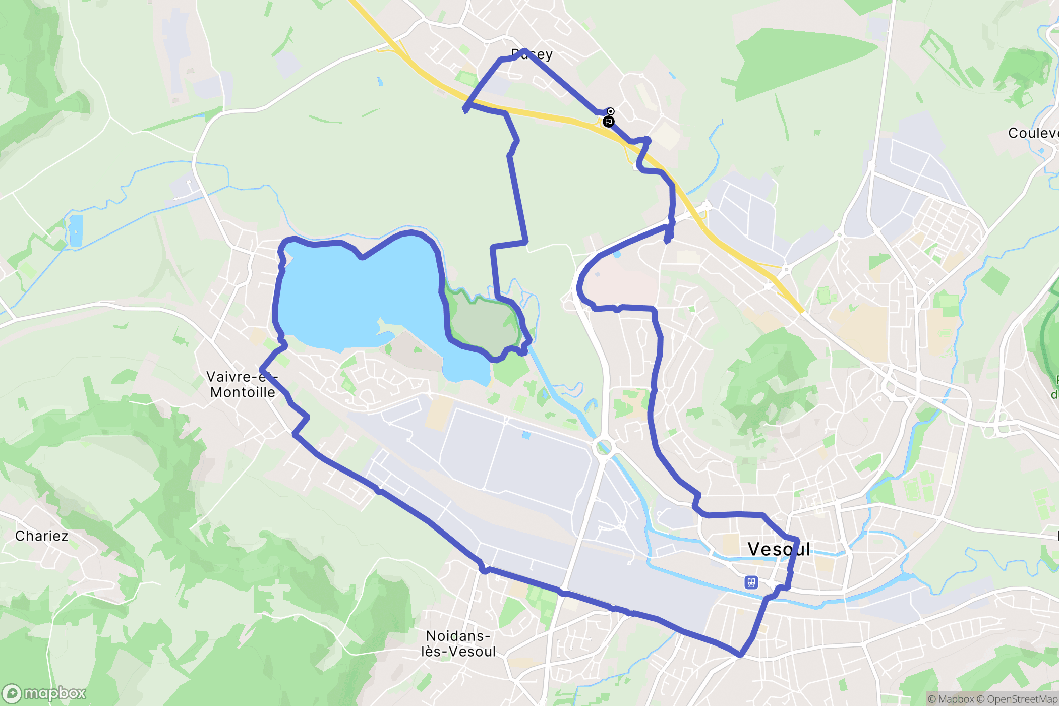 Pusey : carte du parcours de randonnée - France