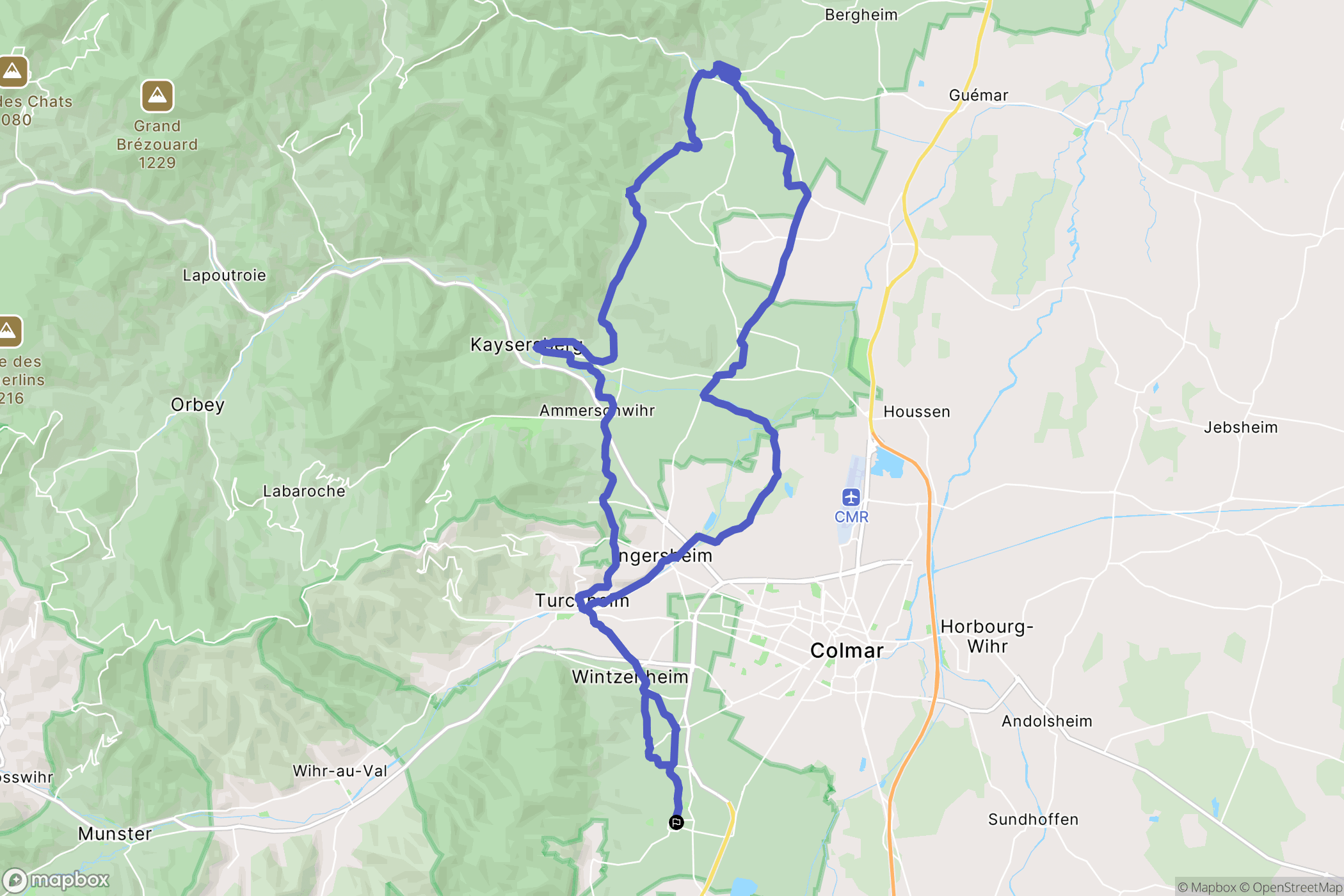 Eguisheim : carte du parcours de randonnée - France