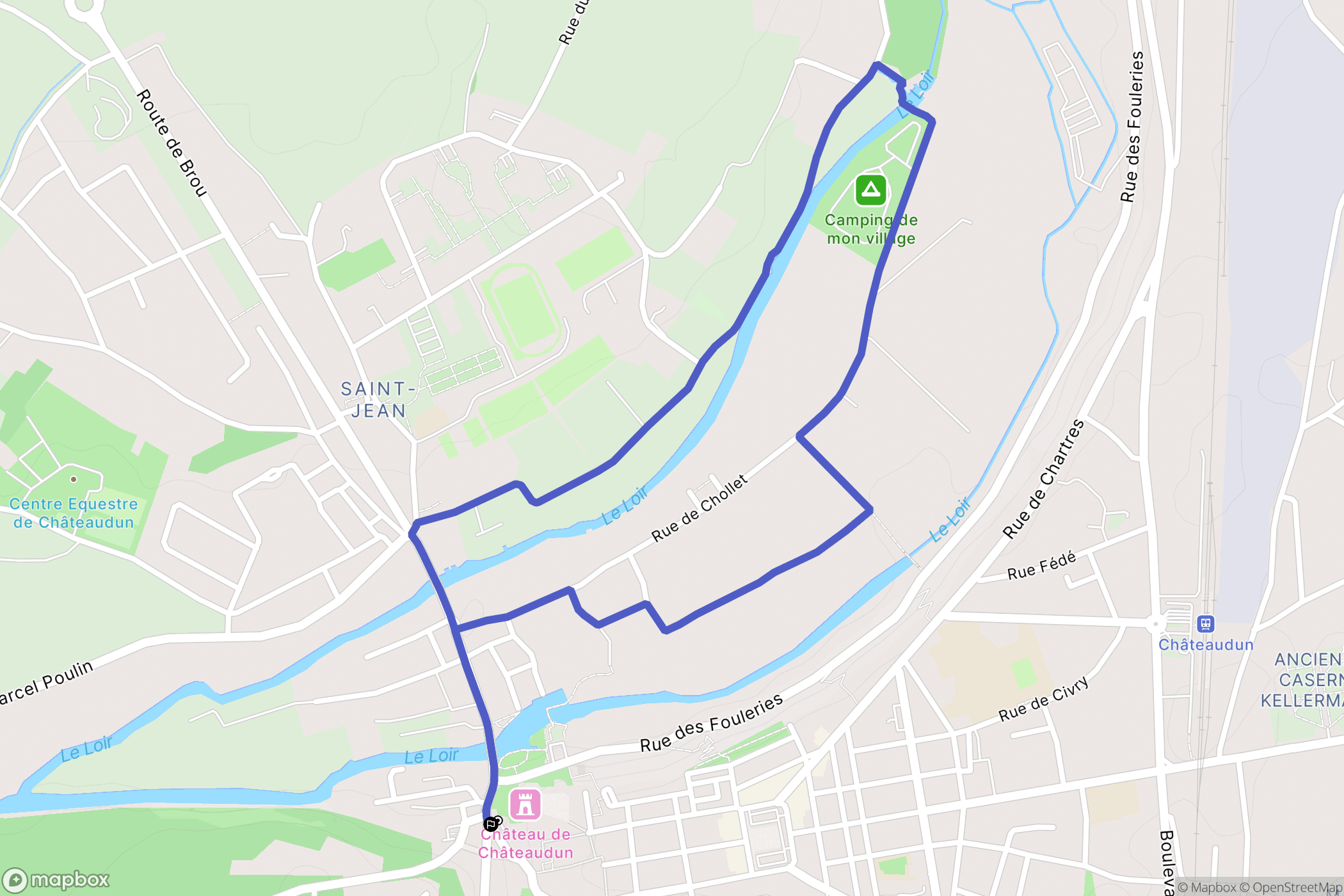 Châteaudun : carte du parcours de randonnée - France