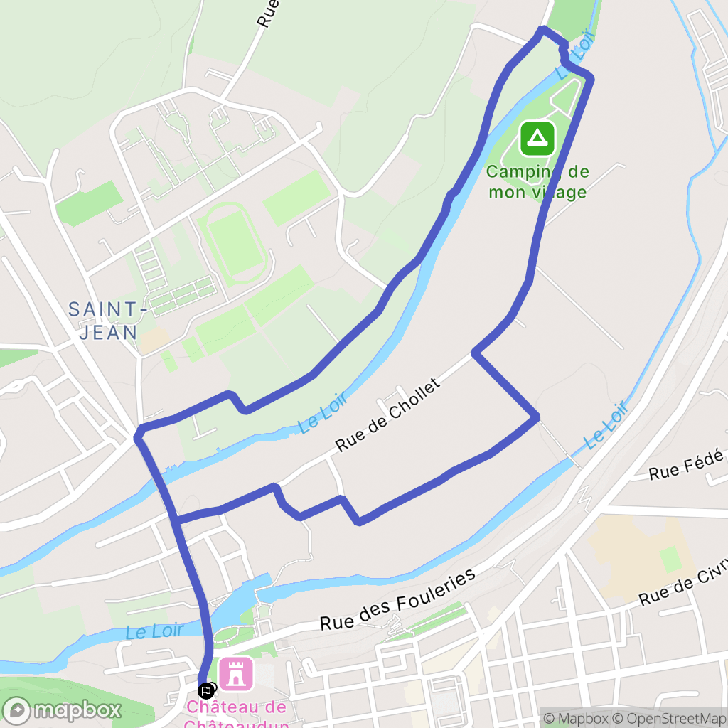 Châteaudun : carte du parcours de randonnée - France