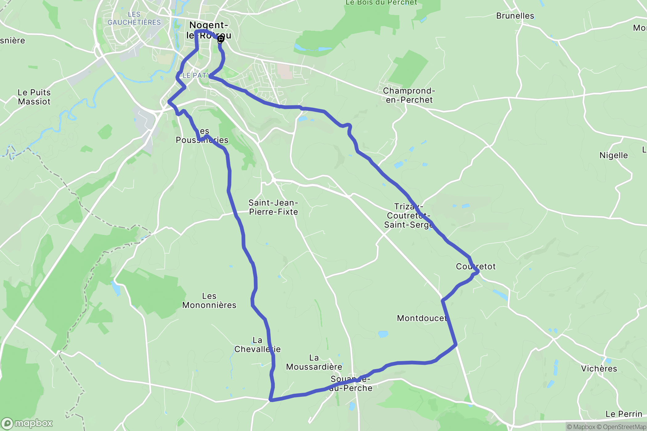 Nogent-le-Rotrou : carte du parcours de randonnée - France