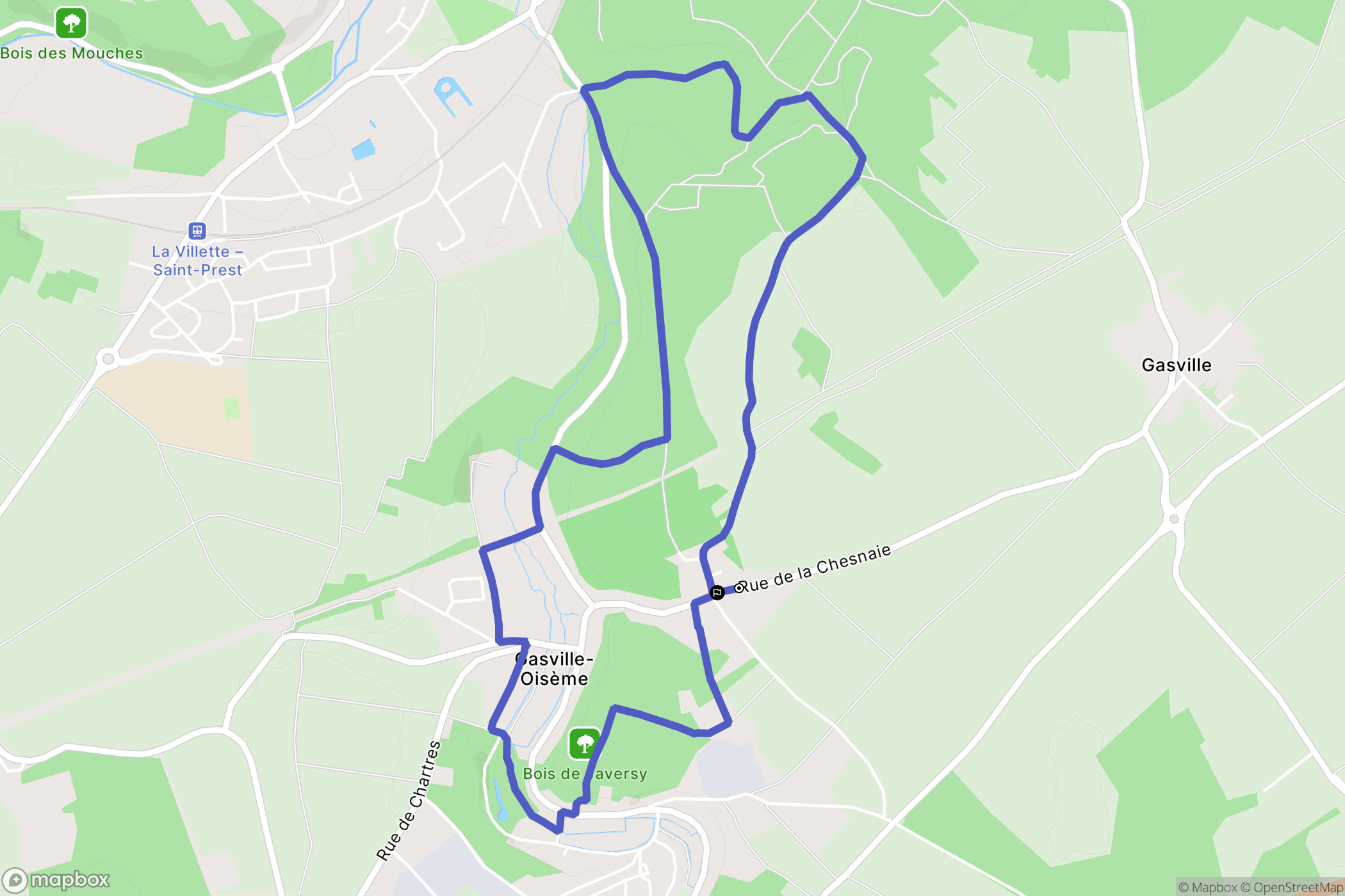 Gasville-Oisème : carte du parcours de randonnée - France