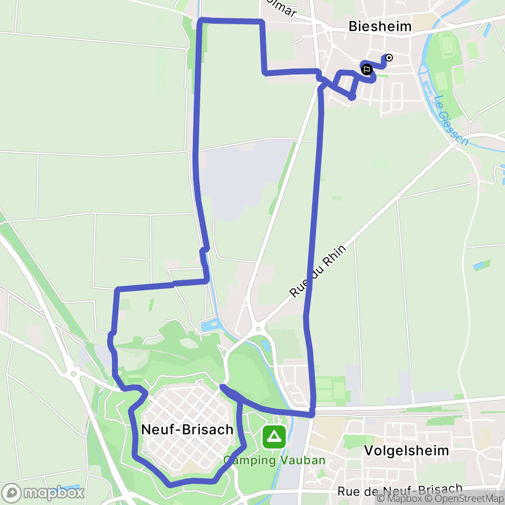 Biesheim : carte du parcours de randonnée - France