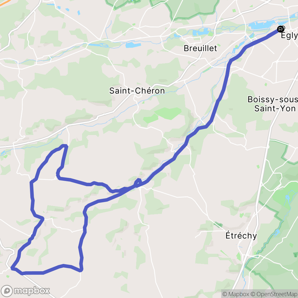 Égly : carte du parcours de randonnée - France