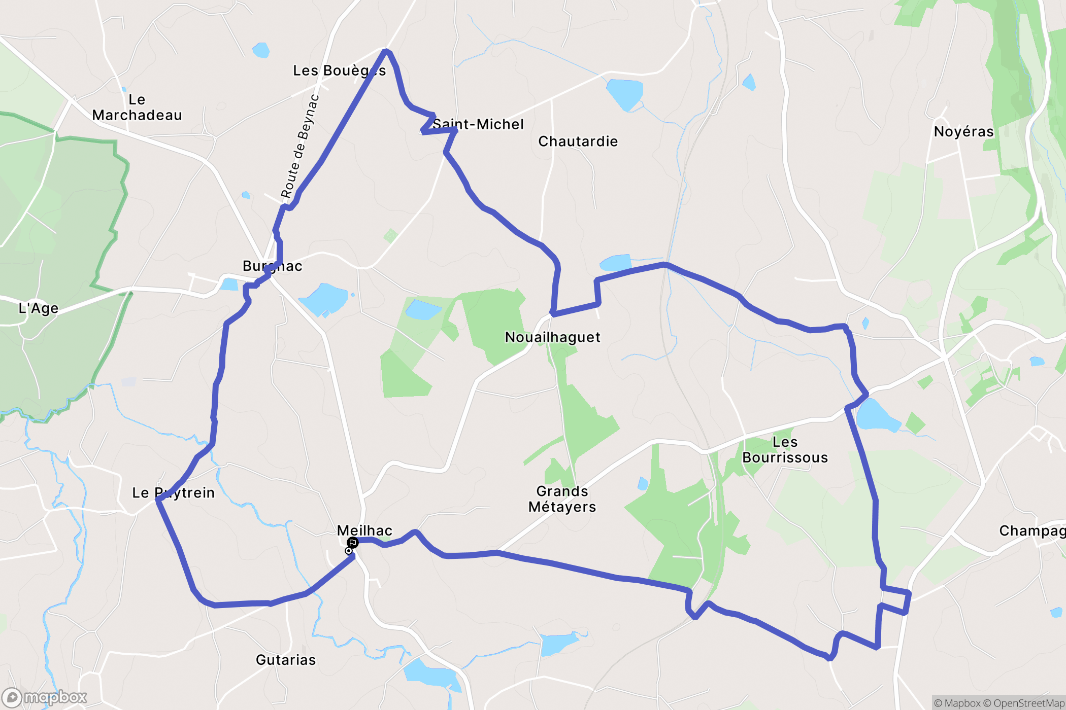 Meilhac : carte du parcours de randonnée - France
