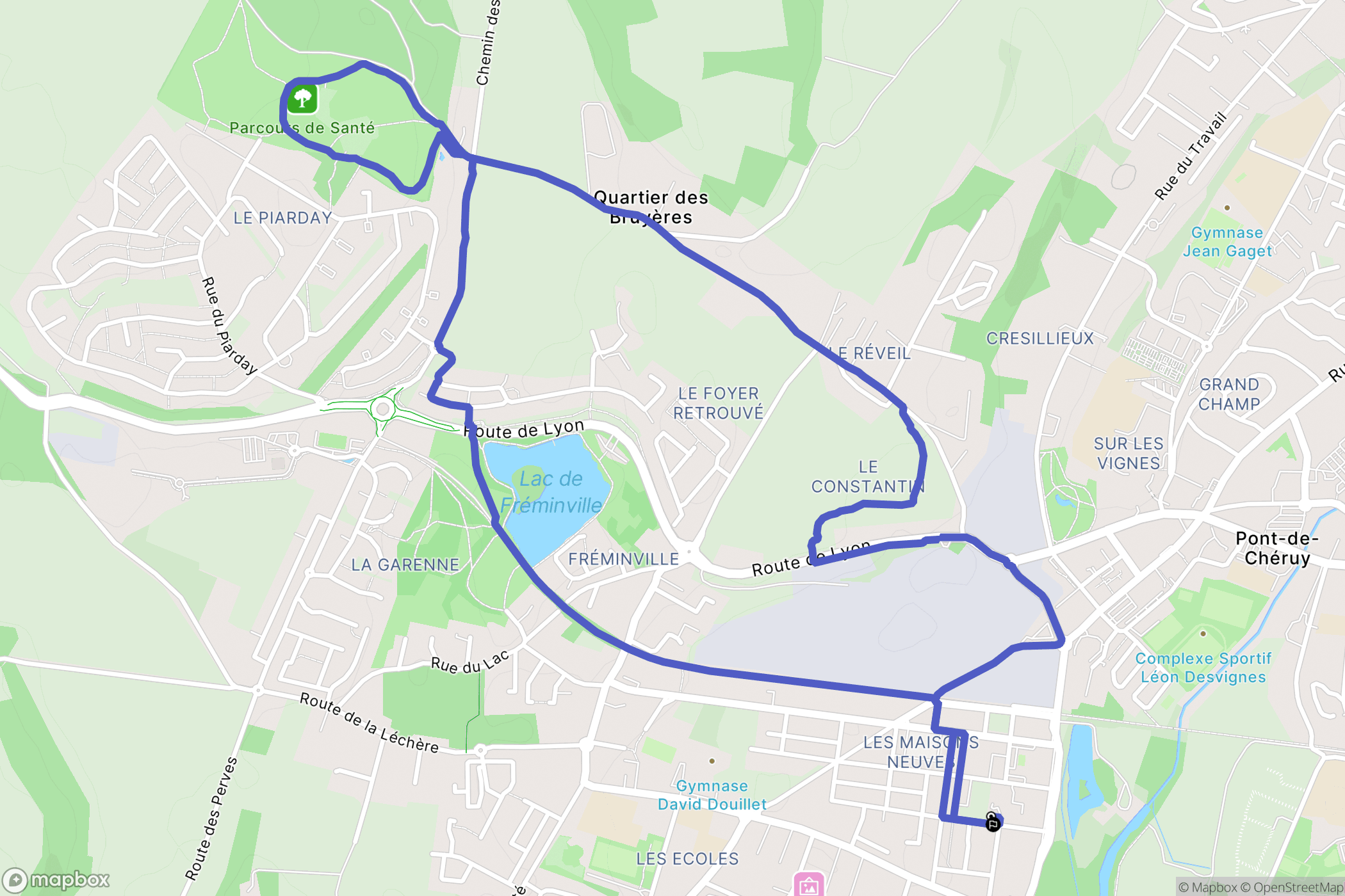 Charvieu-Chavagneux : carte du parcours de randonnée - France