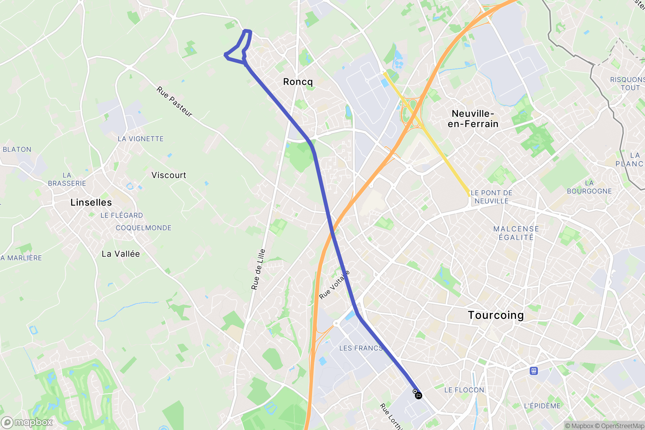 Mouvaux : carte du parcours de randonnée - France