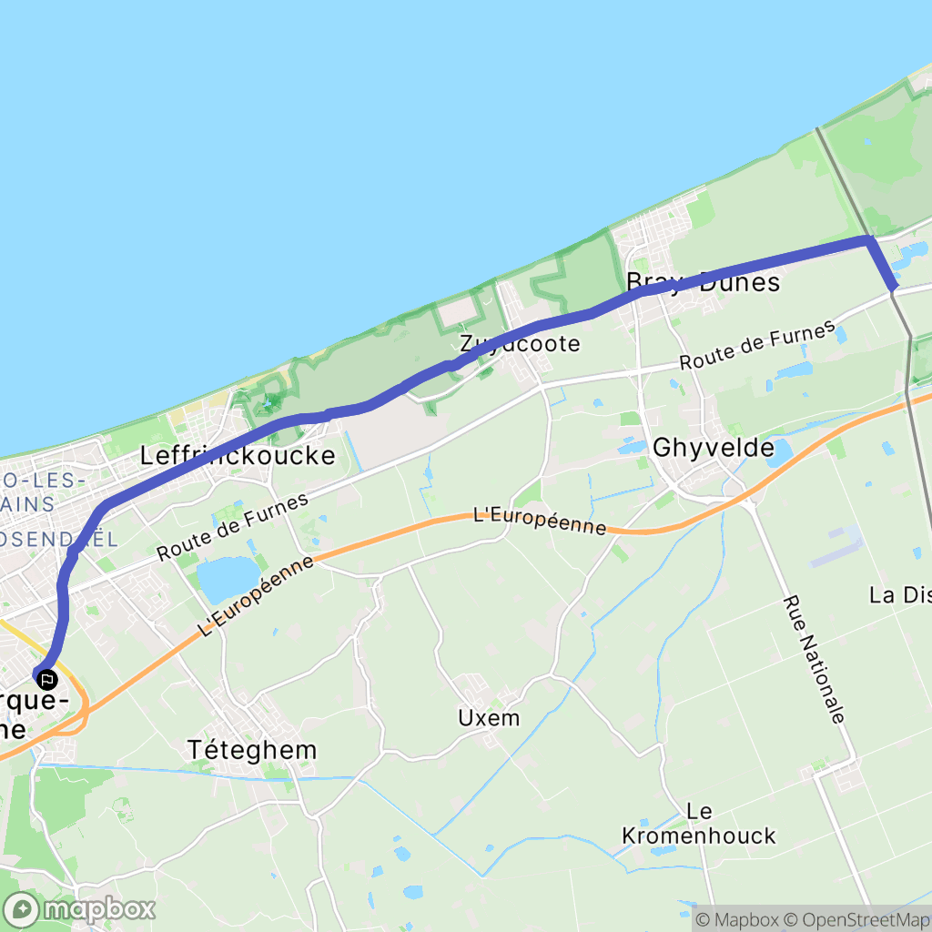 Coudekerque-Branche : carte du parcours de randonnée - France