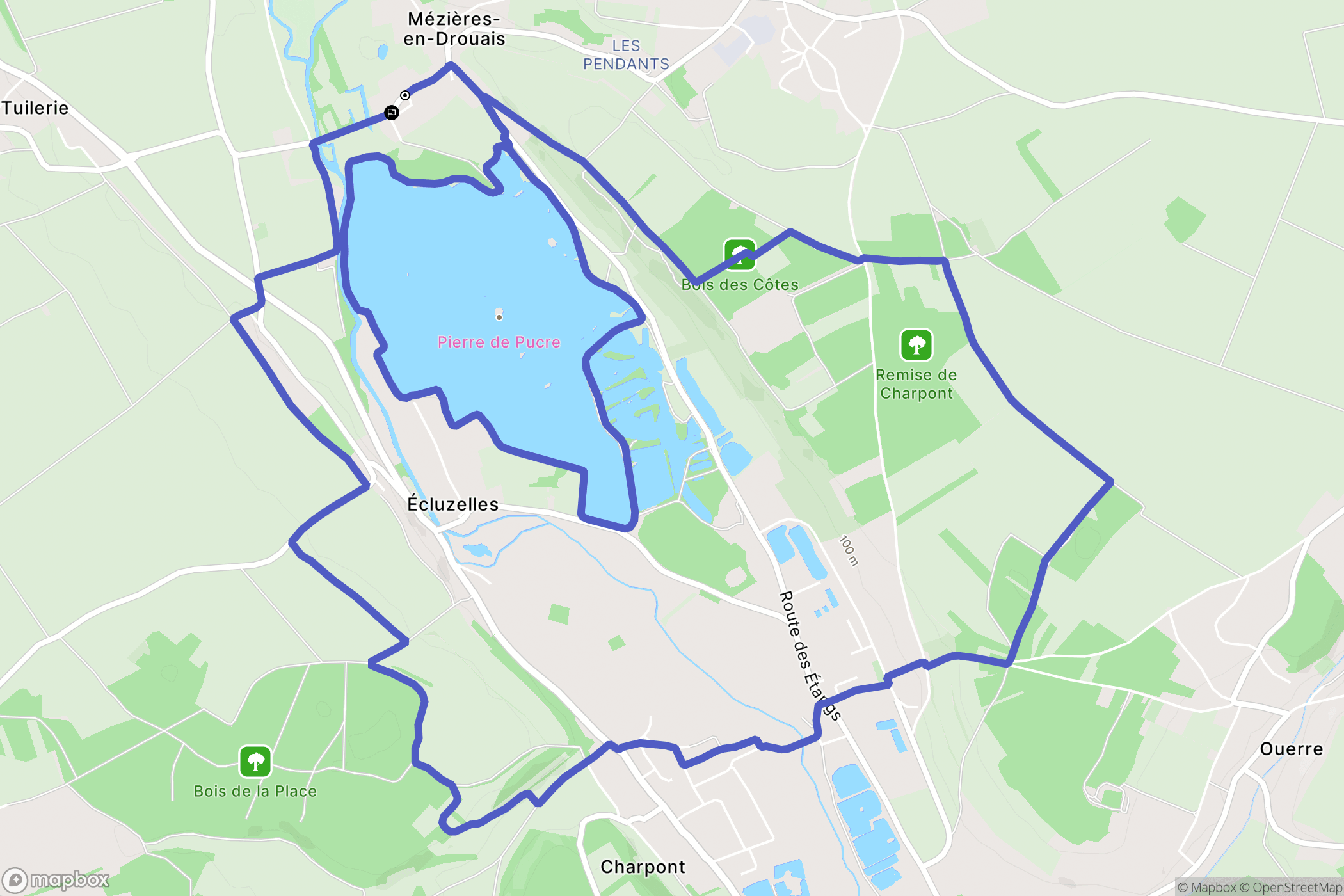 Mézières-en-Drouais : carte du parcours de randonnée - France
