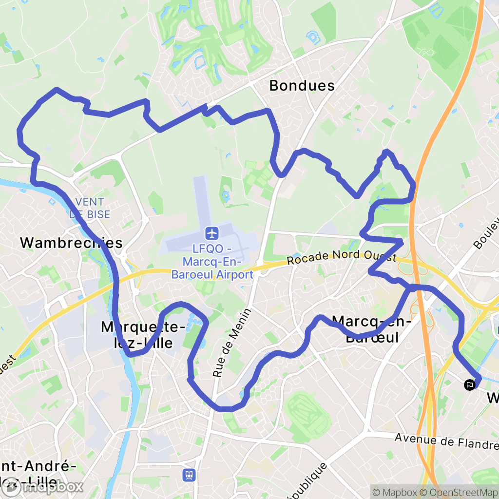 Wasquehal : carte du parcours de randonnée - France