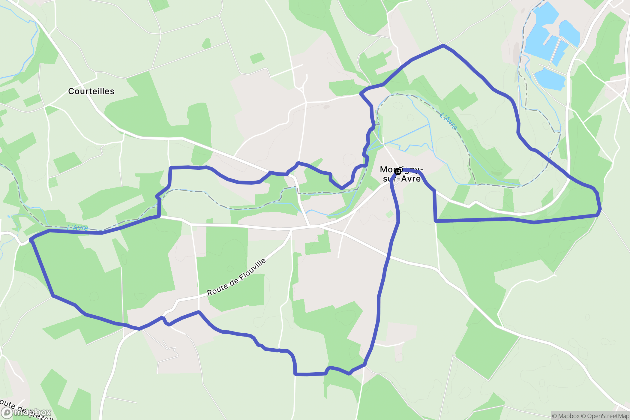 Montigny-sur-Avre : carte du parcours de randonnée - France