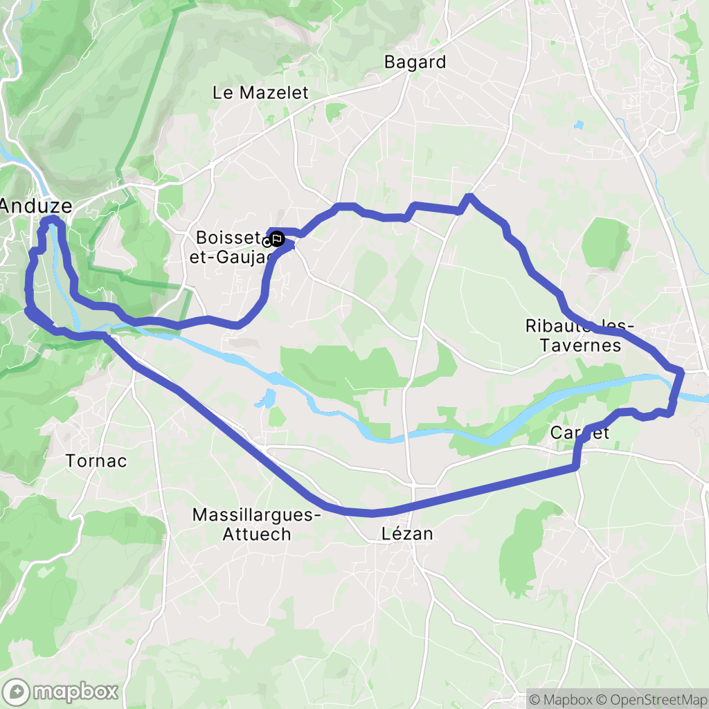 Boisset-et-Gaujac : carte du parcours de randonnée - France