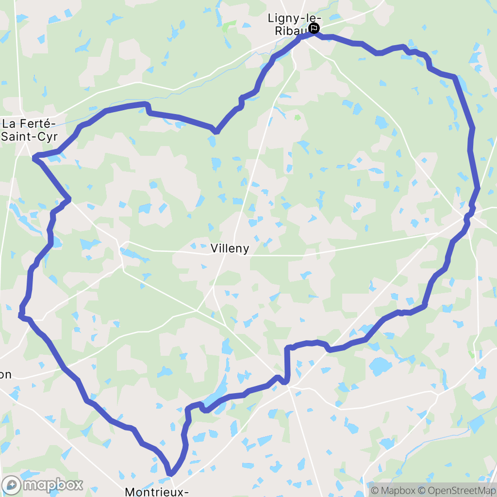 Ligny-le-Ribault : carte du parcours de randonnée - France