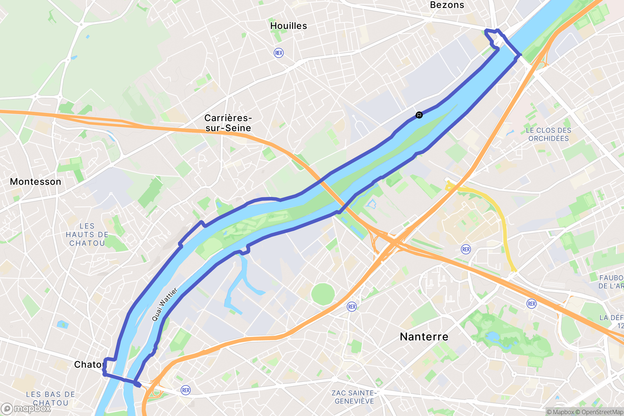 Bezons : carte du parcours de randonnée - France