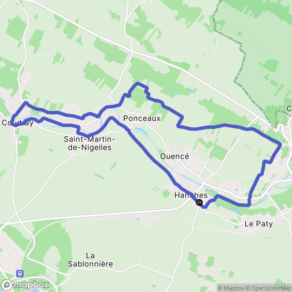 Hanches : carte du parcours de randonnée - France