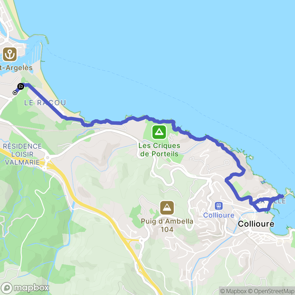 Argelès-sur-Mer : carte du parcours de randonnée - France