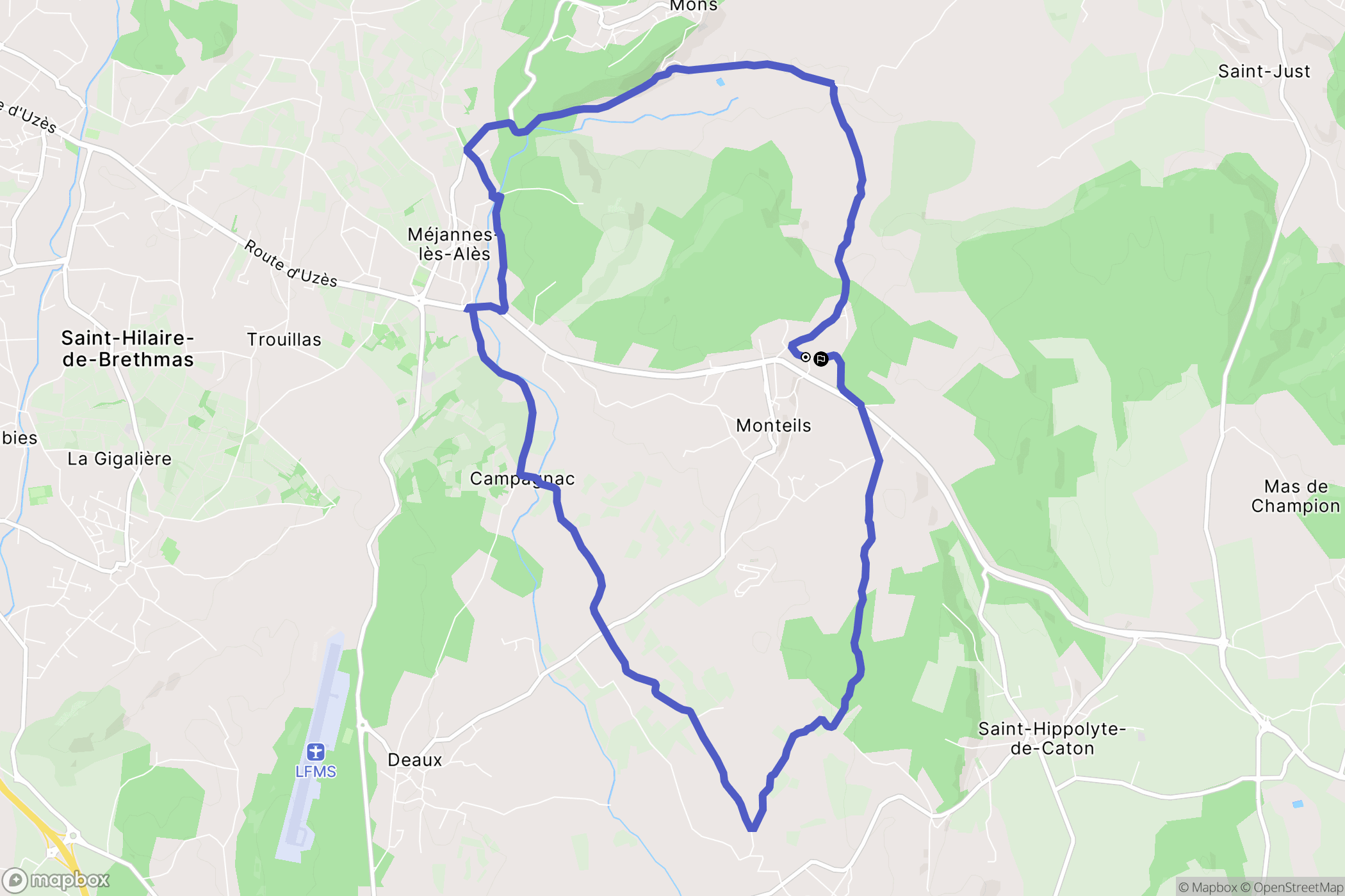 Monteils : carte du parcours de randonnée - France