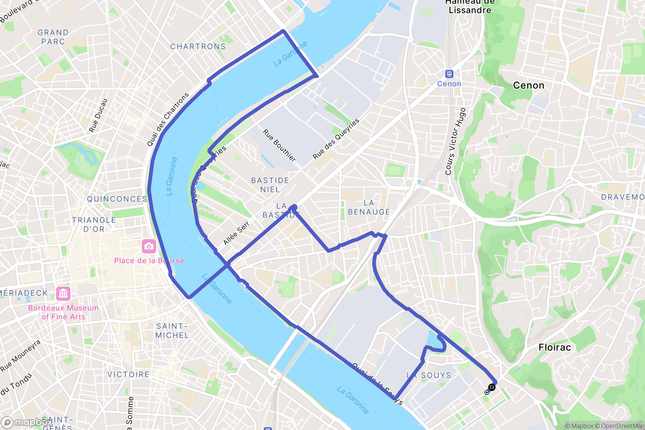 Floirac : carte du parcours de randonnée - France