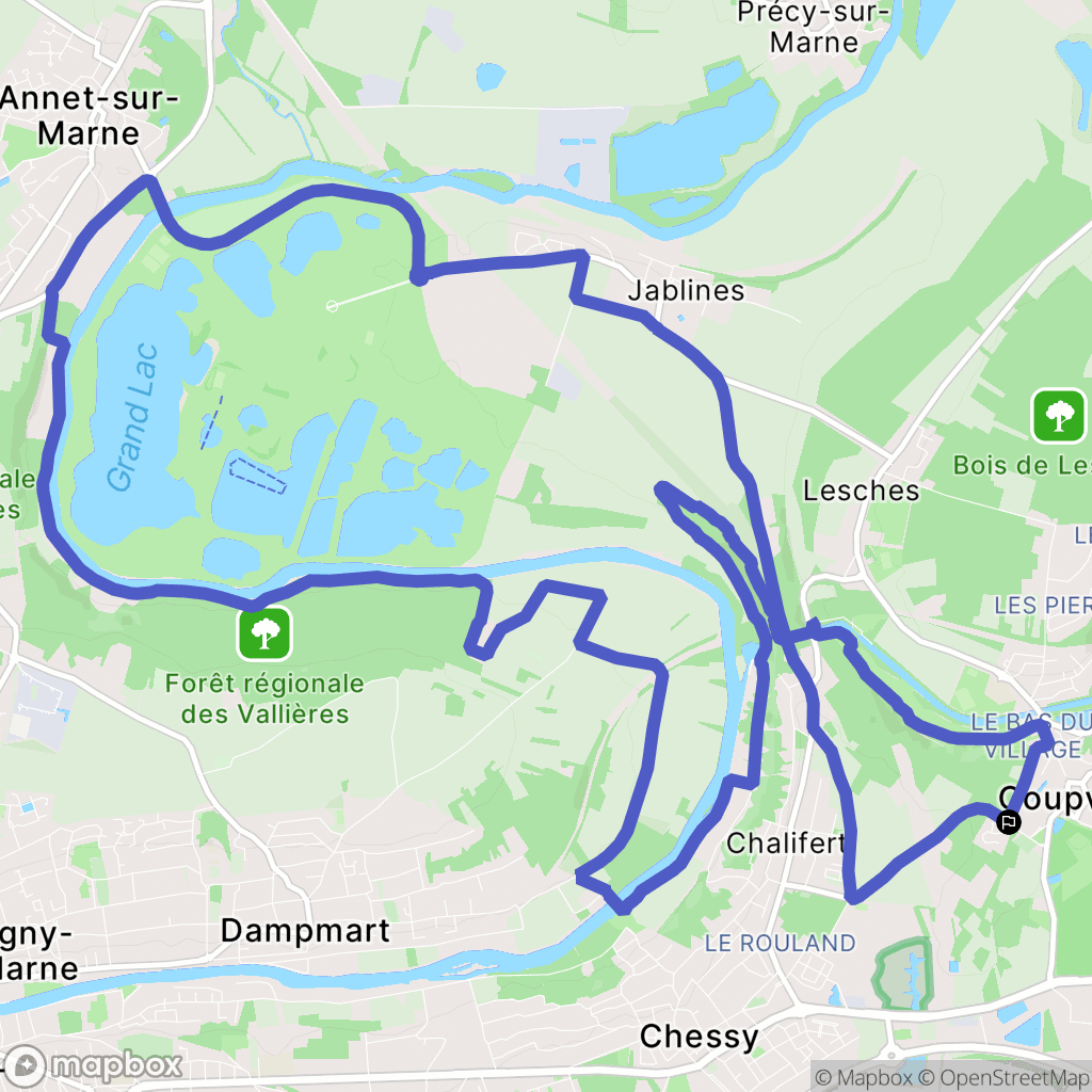 Coupvray : carte du parcours de randonnée - France