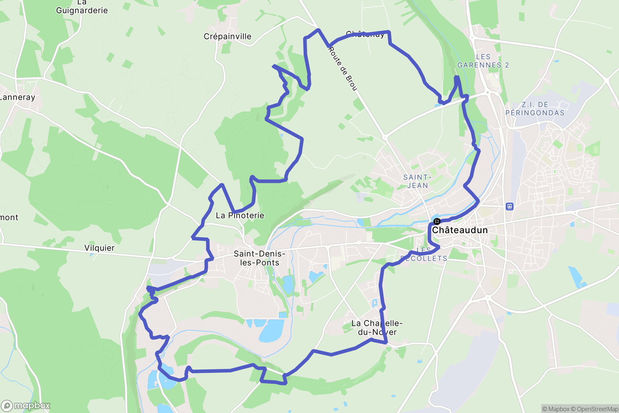 Châteaudun : carte du parcours de randonnée - France
