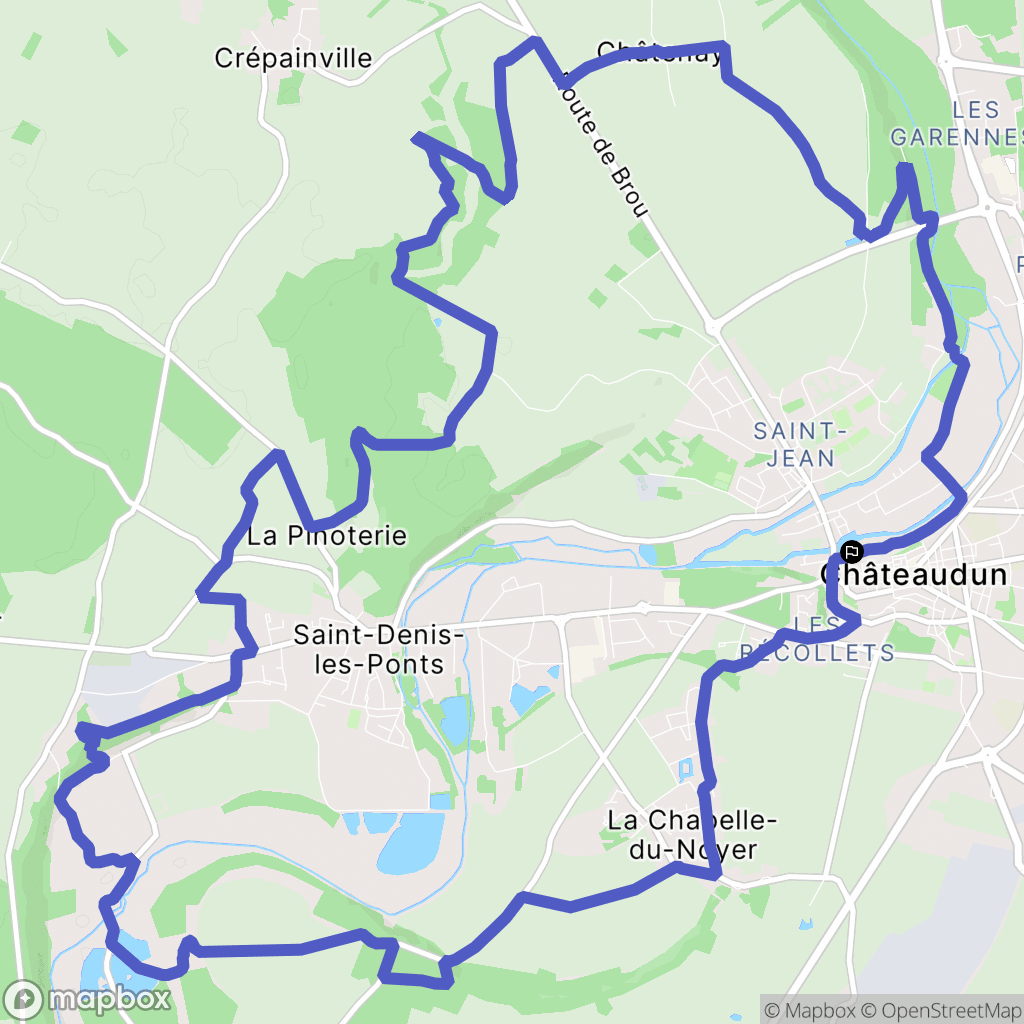 Châteaudun : carte du parcours de randonnée - France