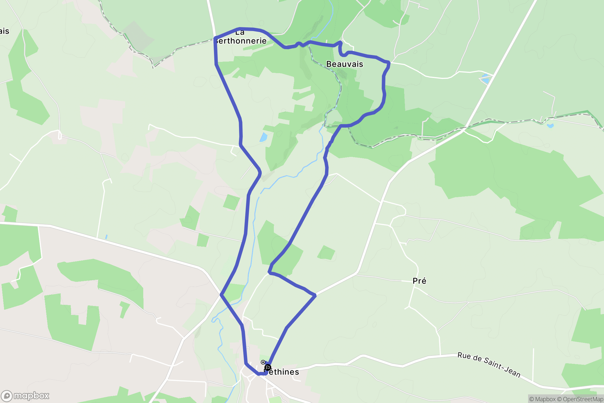 Béthines : carte du parcours de randonnée - France
