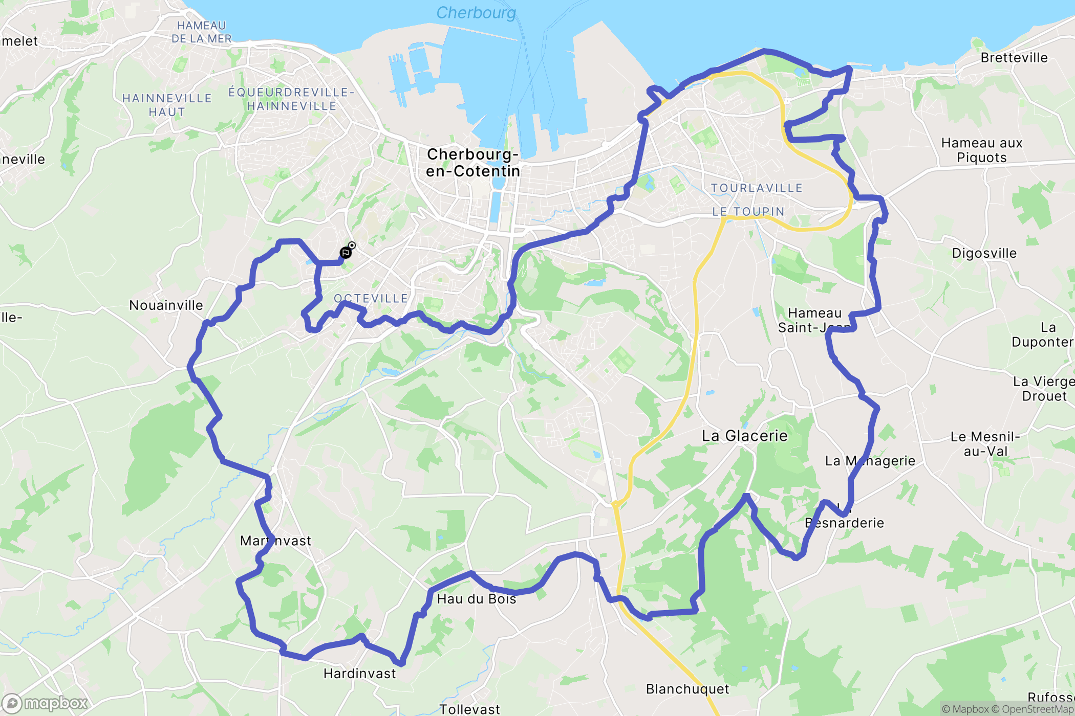 Cherbourg-en-Cotentin : carte du parcours de randonnée - France