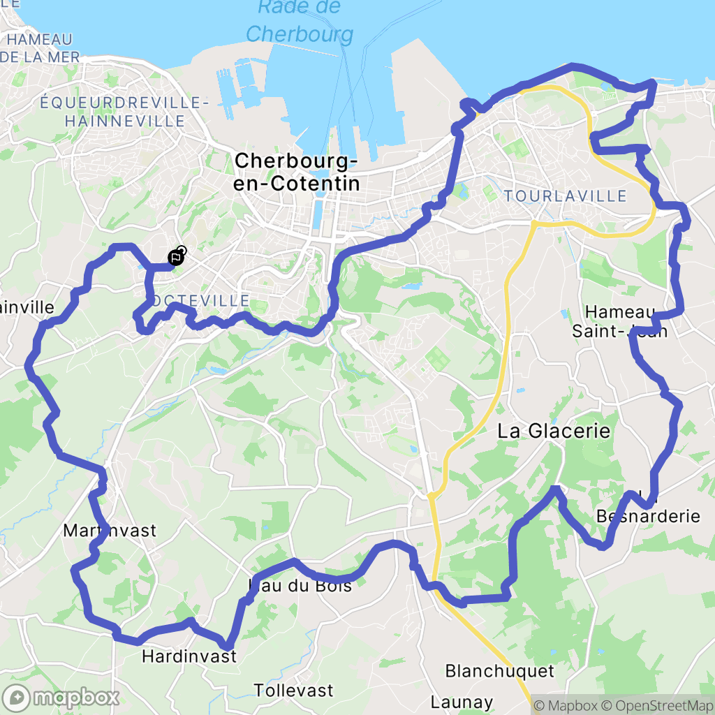 Cherbourg-en-Cotentin : carte du parcours de randonnée - France