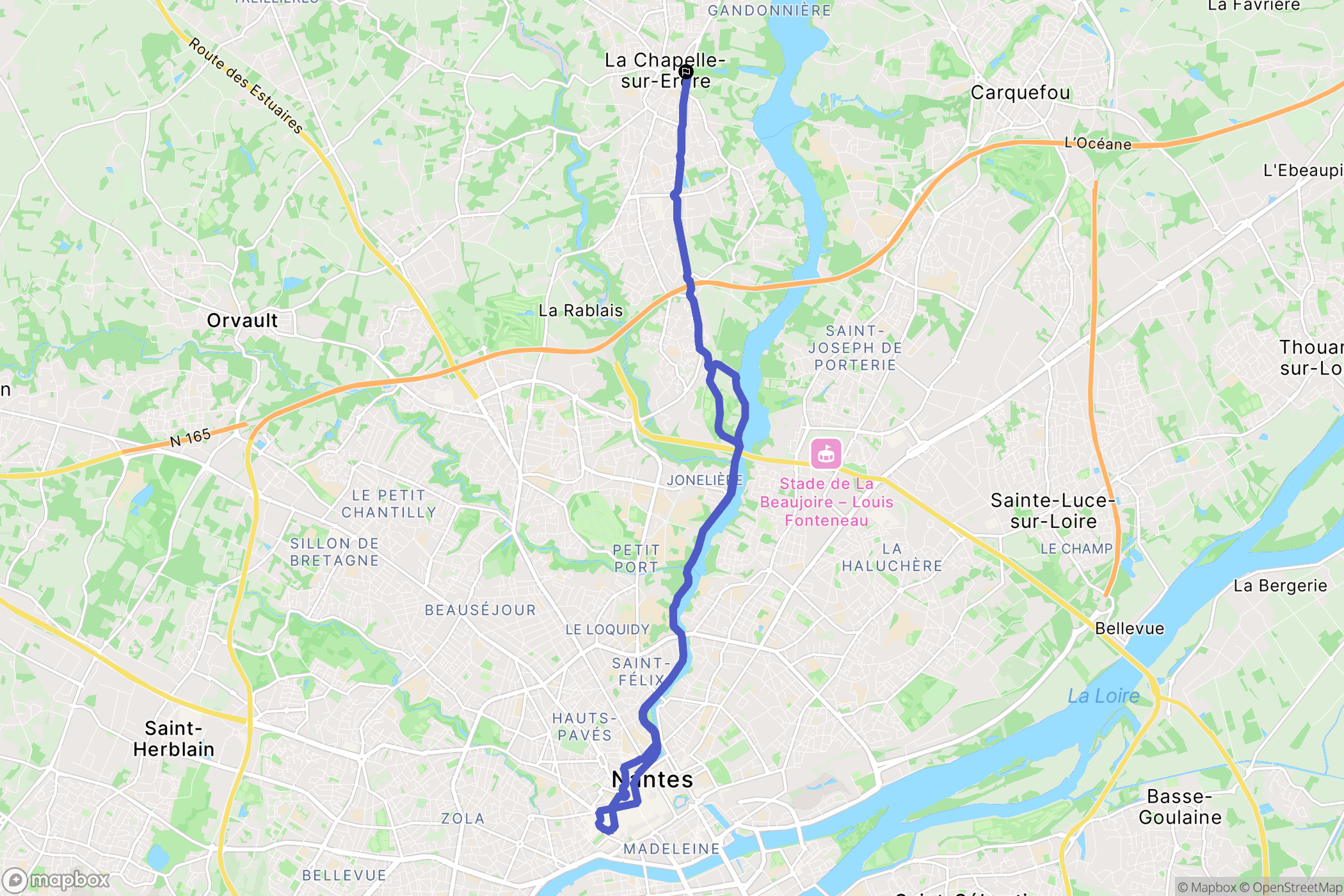 La Chapelle-sur-Erdre : carte du parcours de randonnée - France