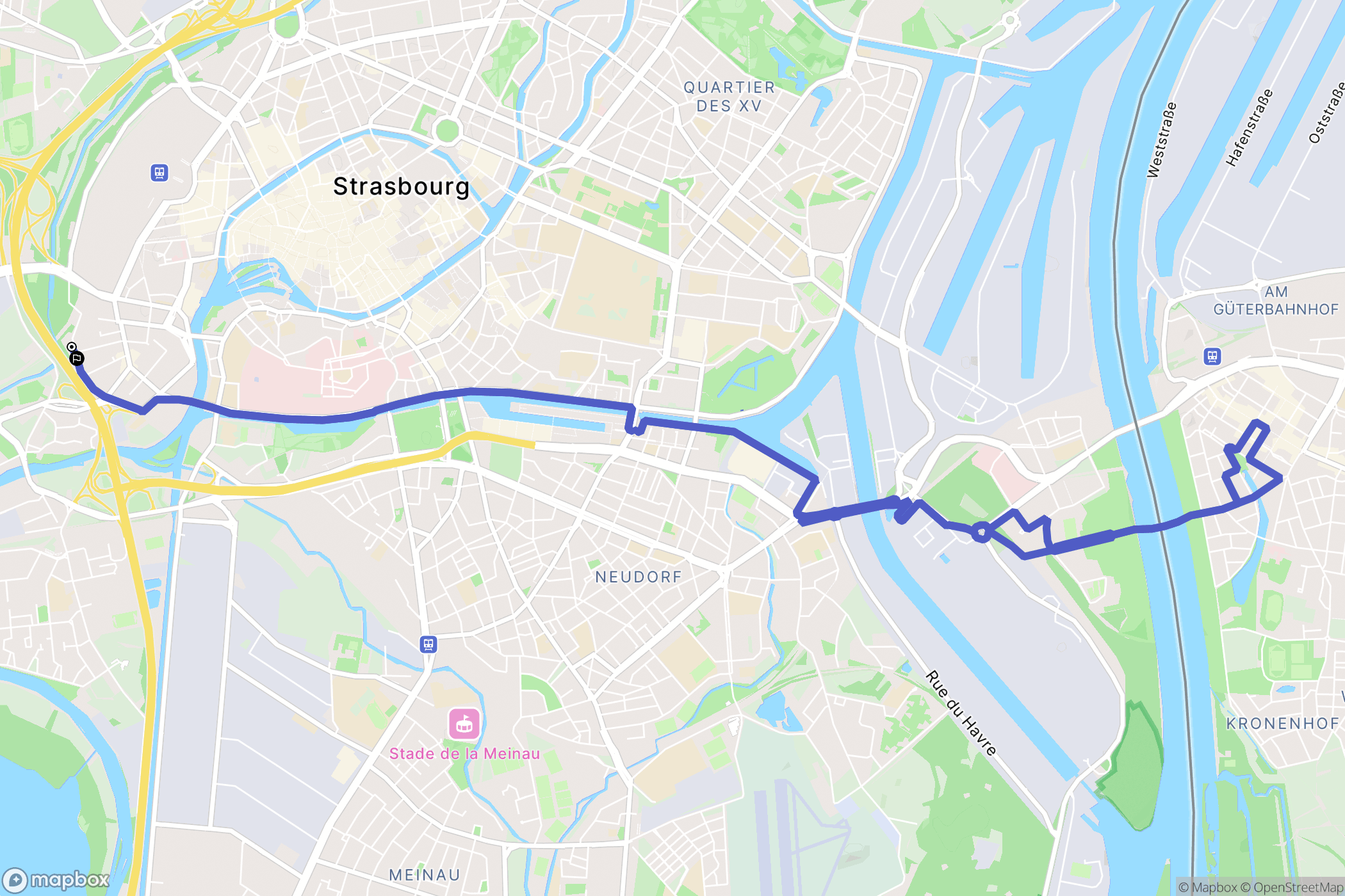 Strasbourg : carte du parcours de randonnée - France