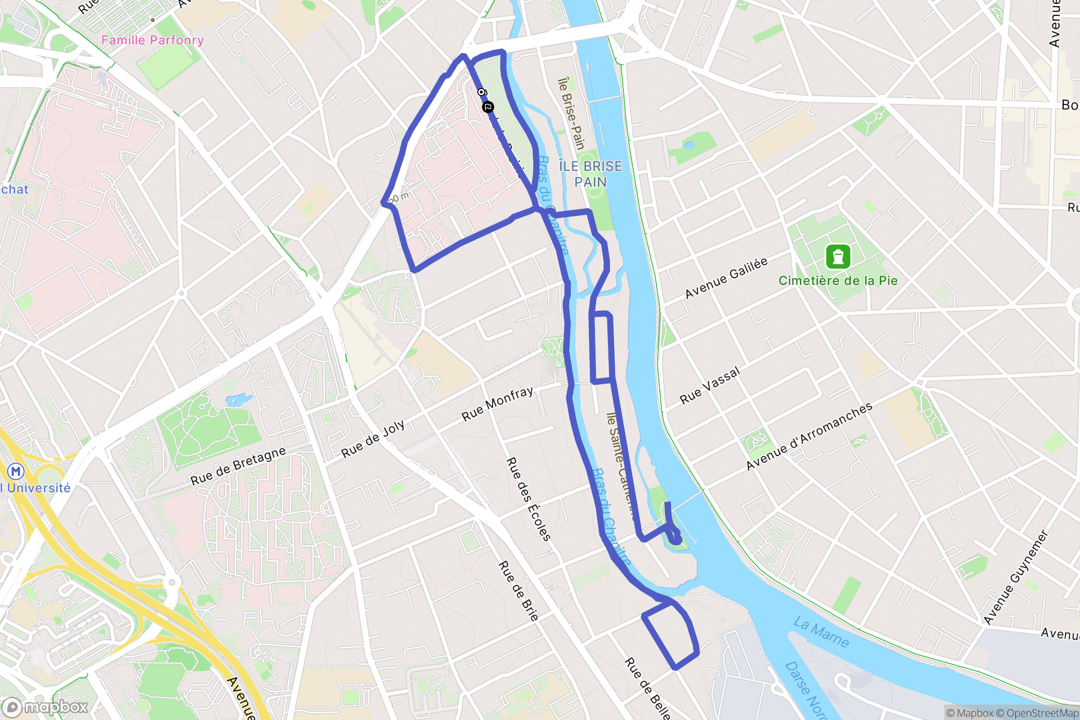 Créteil : carte du parcours de randonnée - France
