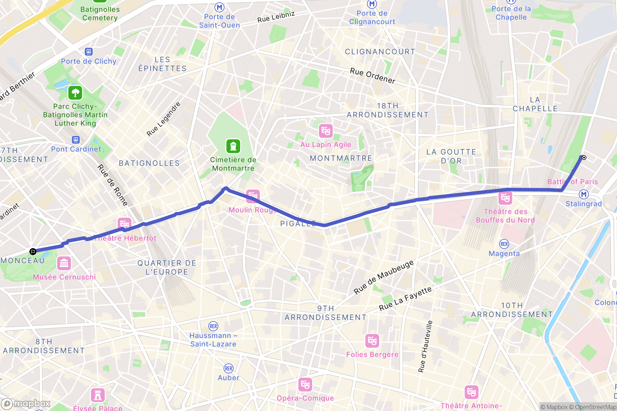 Paris : carte du parcours de randonnée - France
