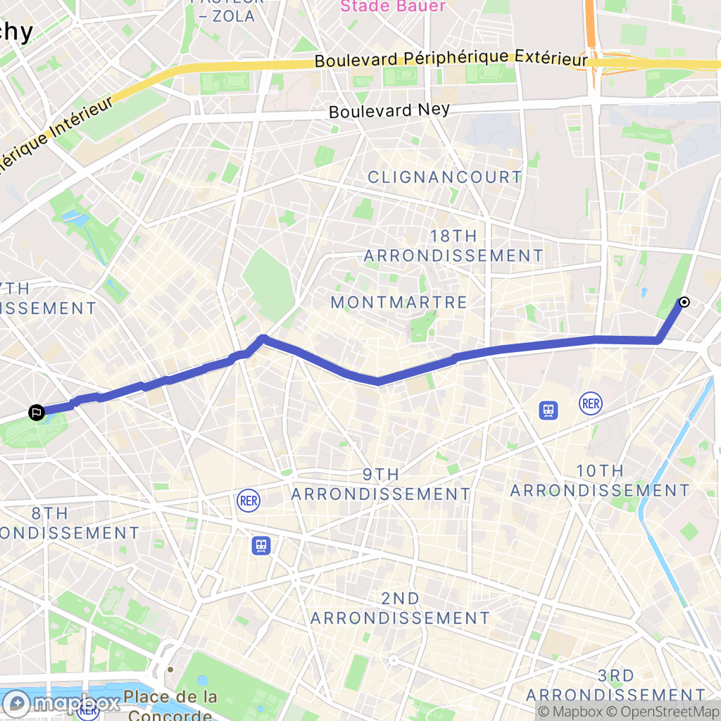 Paris : carte du parcours de randonnée - France